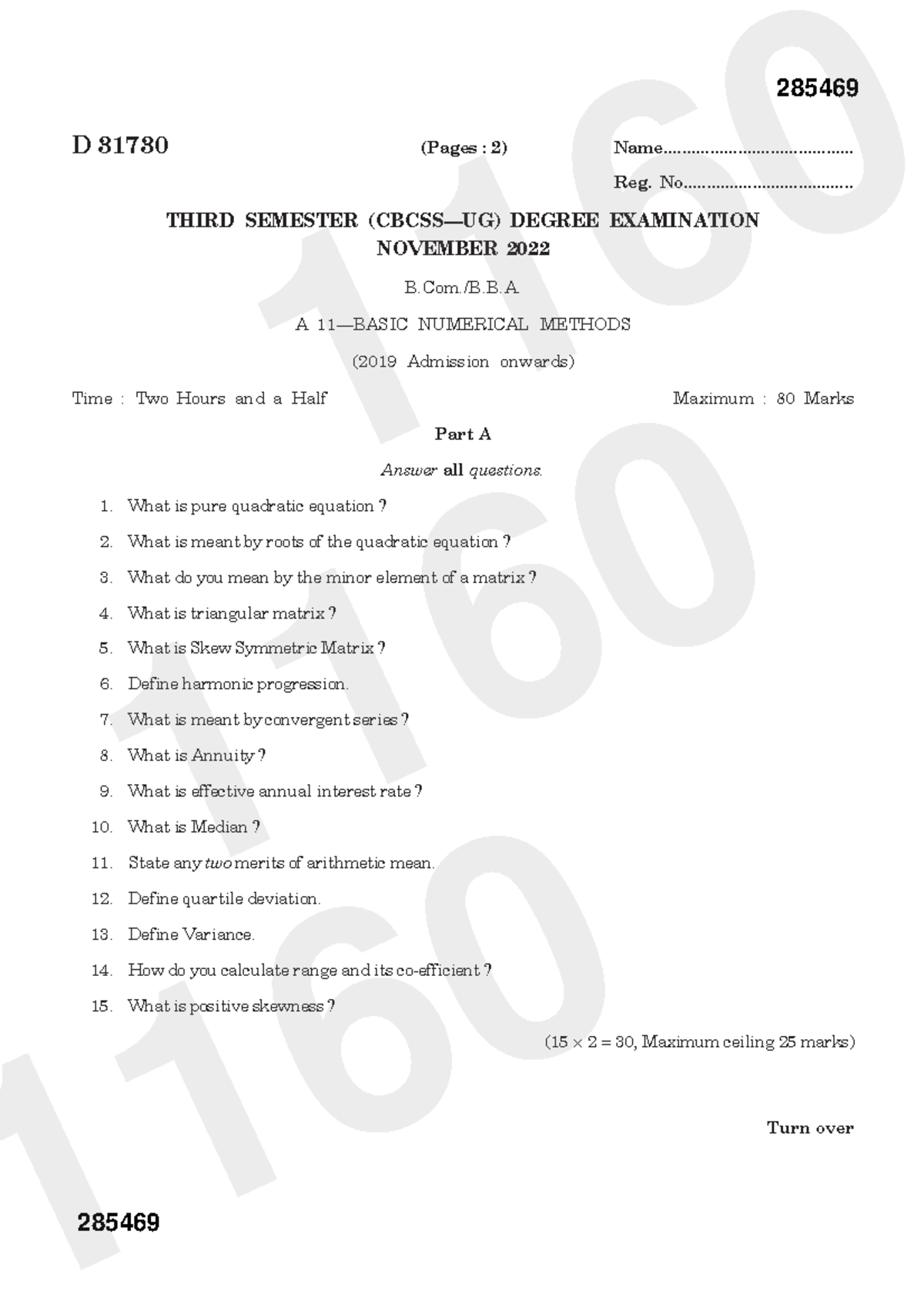 BCM BBA NOV 22 Basic Numerical Methods 2019 - Turn over D 31730 (Pages ...