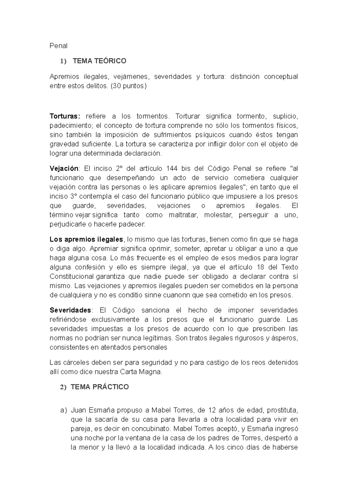 SegundoParcial Penal 2 Penal 1) TEMA