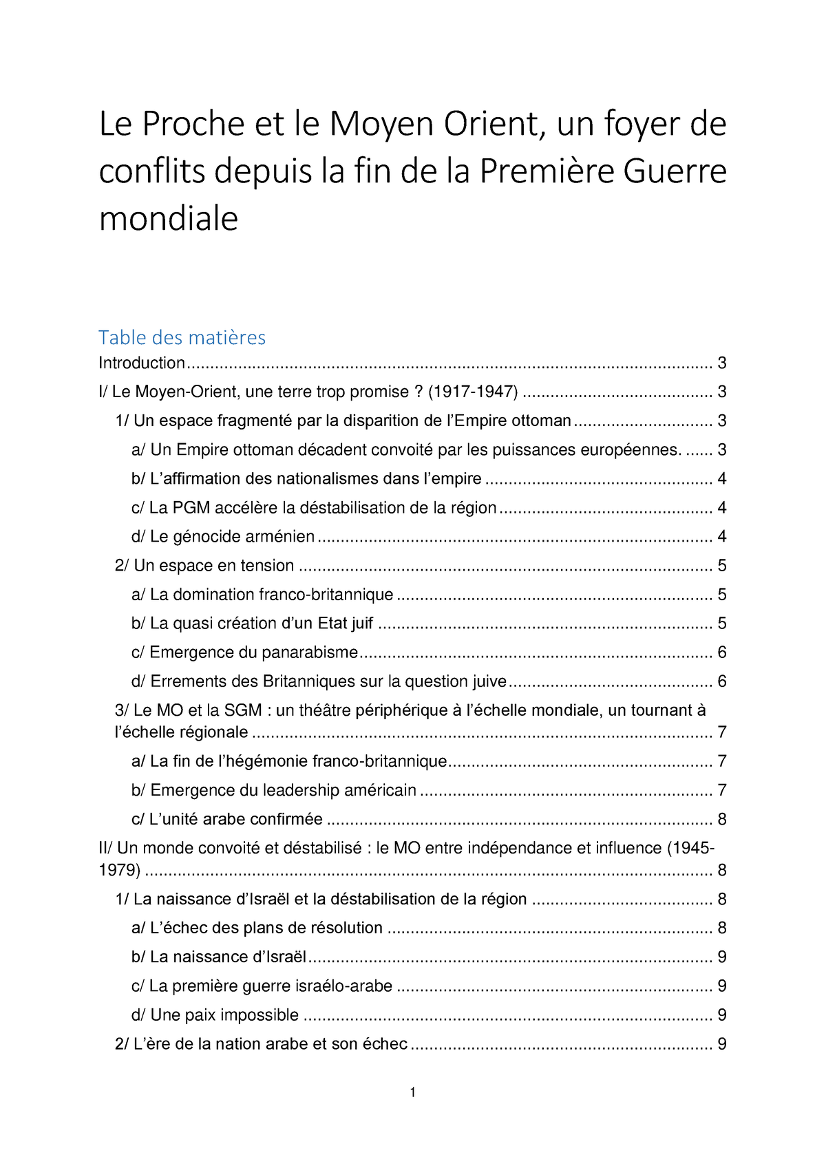 Le Proche Et Le Moyen Orient, Un Foyer De Conflits Depuis La Fin De La ...