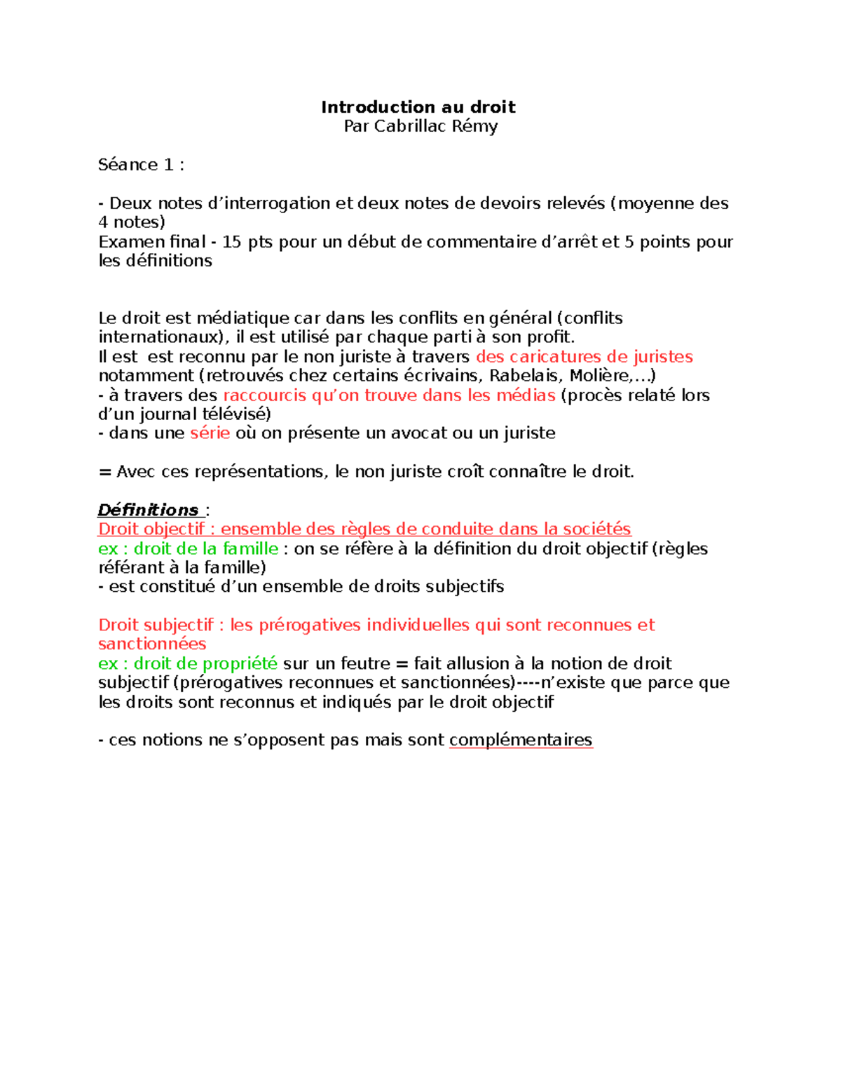 Introduction au droit cours complet - UMontpellier - Studocu