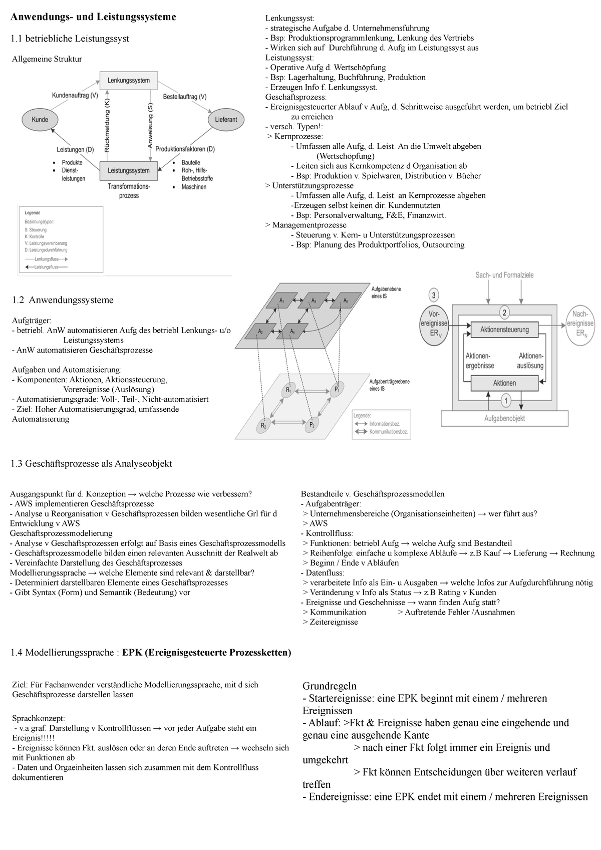 EBAS-Zusammenfassung 1 - und Leistungssysteme 1 betriebliche ...