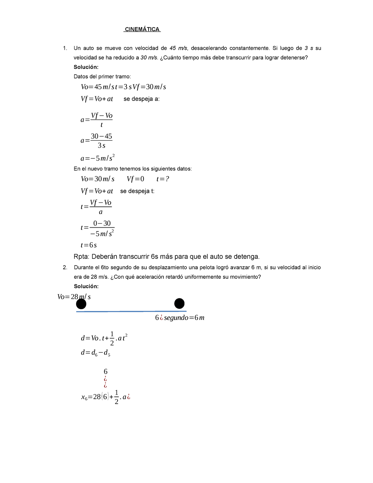 2 Cinemática Problemas Resueltos De Cinemática 2do Ciclo Física I