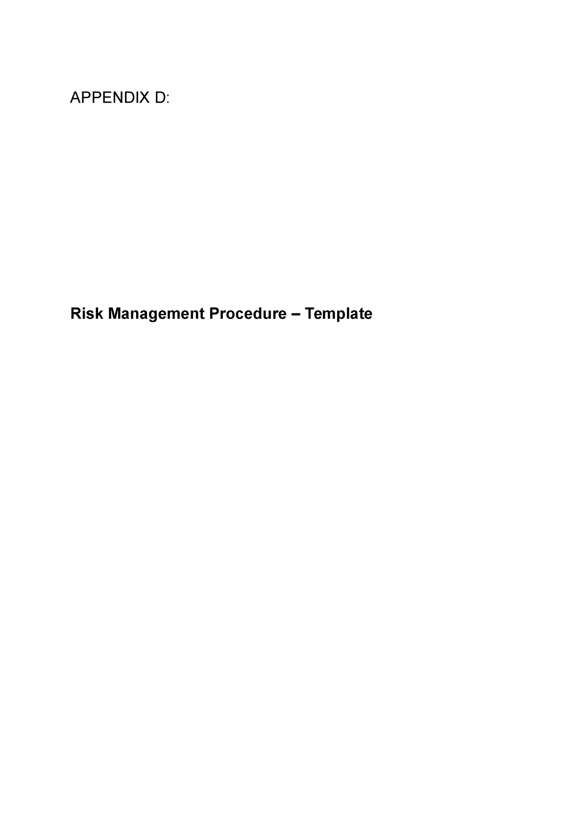 Pdfcoffee - Risk - APPENDIX D: Risk Management Procedure – Template ...