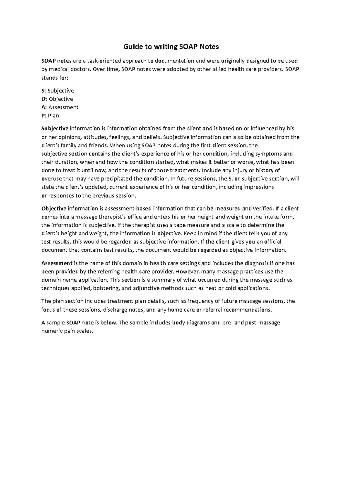 Guide to writing SOAP Notes Over time, SOAP notes were adopted by