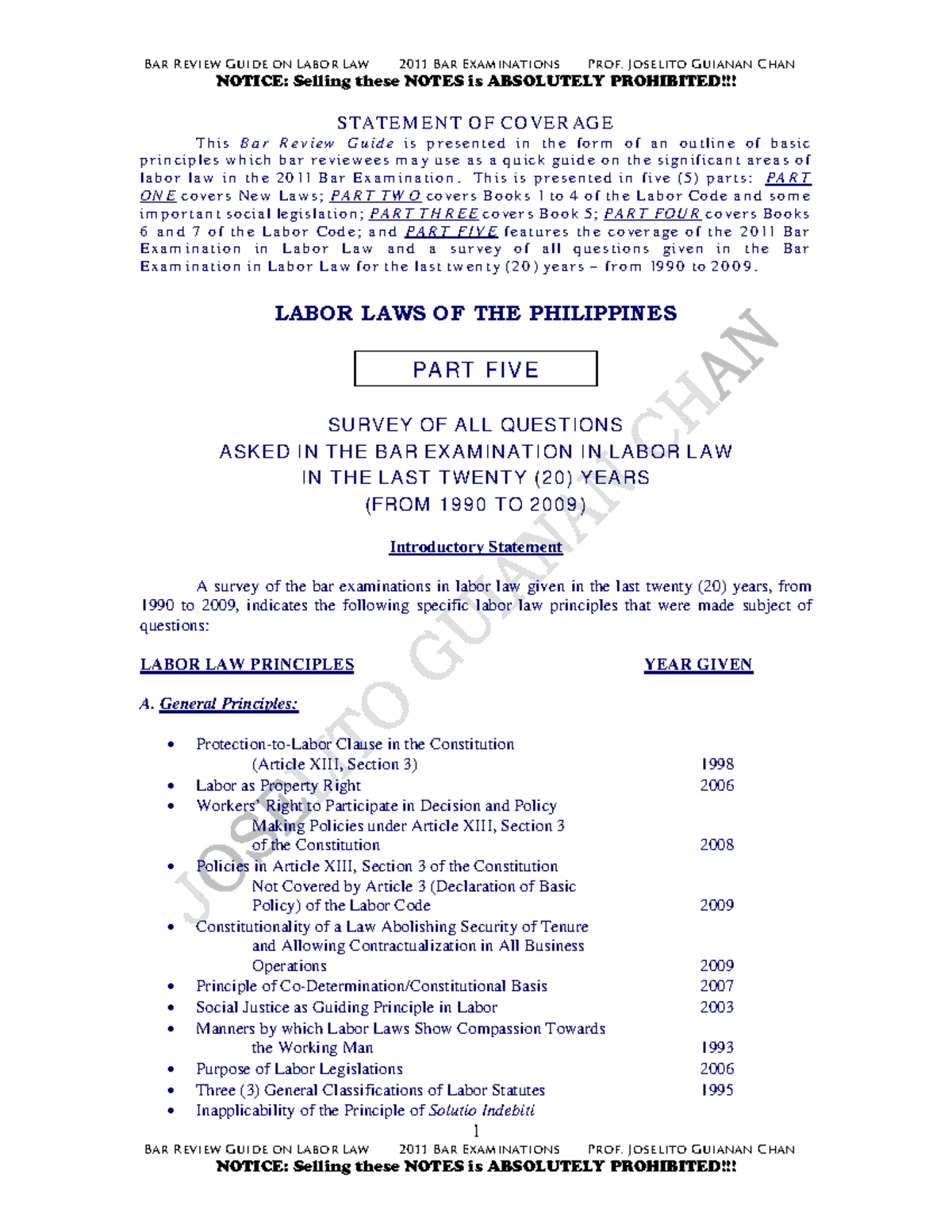 PART5 2011 BAR Review Guide - NOTICE: Selling these NOTES is ABSOLUTELY ...