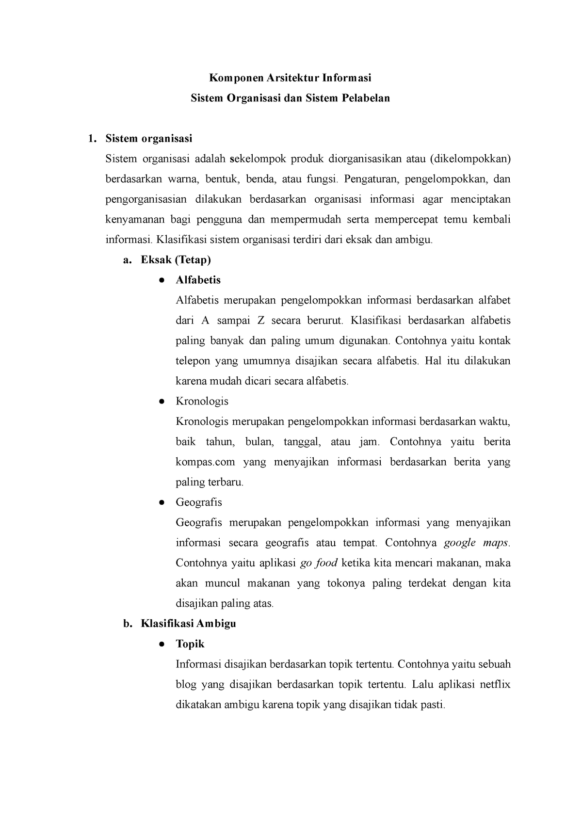 Komponen Arsitektur Informasi Sistem Organisasi Dan Sistem Pelabelan Komponen Arsitektur