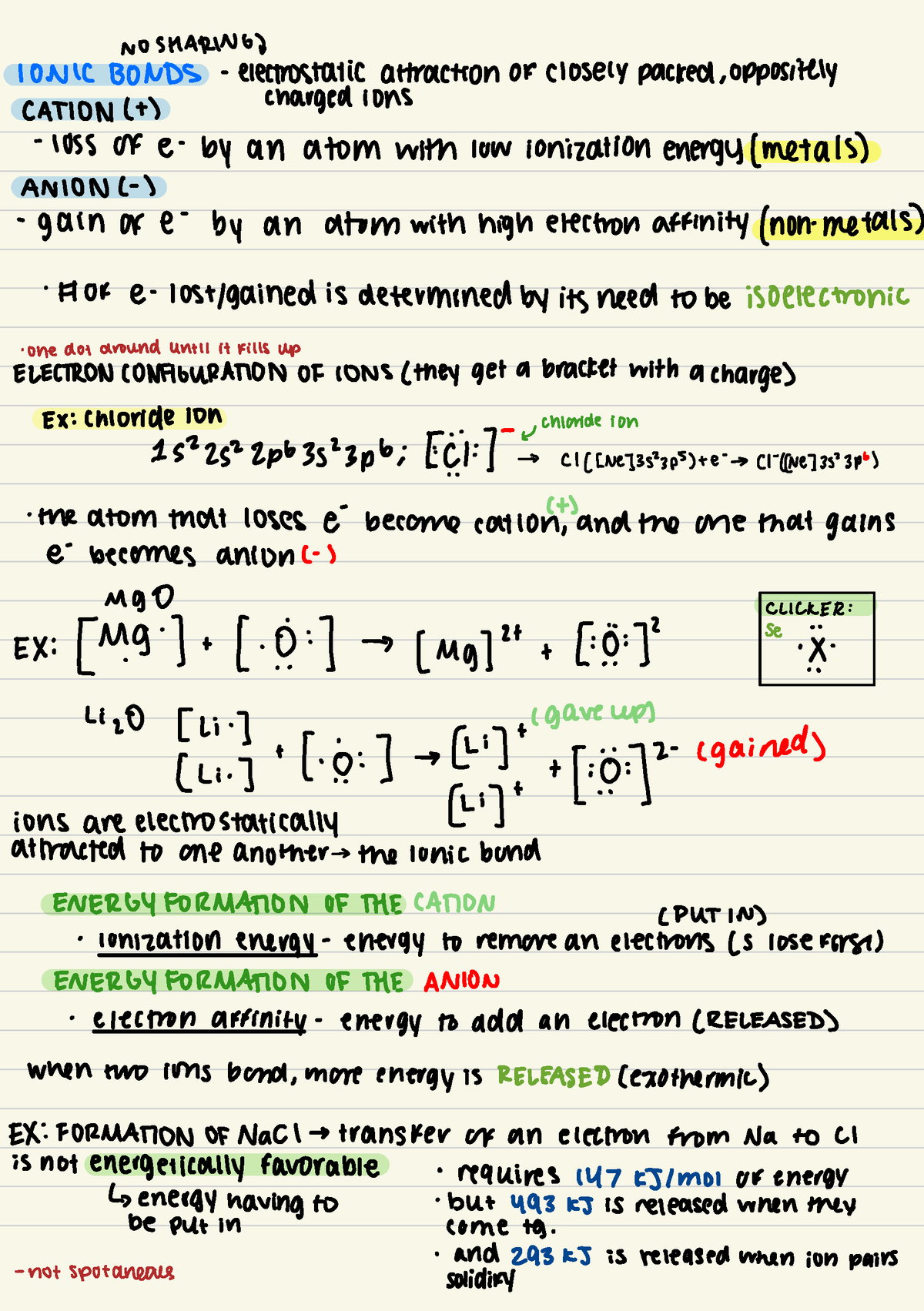 CHEM 104 Unit 8 Lecture Notes Page 2 - NO ####### SHARING IONIC BONDS ...