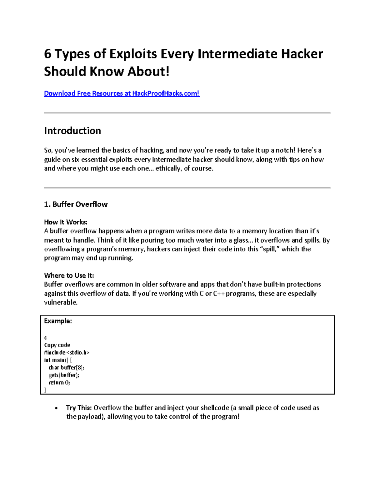 Free exploits - Nice book - 6 Types of Exploits Every Intermediate ...