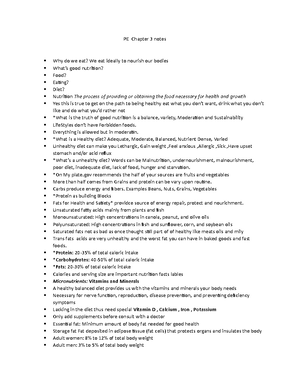 PE 144 2023 notes - Chapter 2: physical wellness Physical activity ...