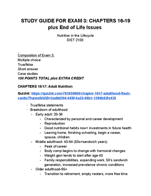 Copy of Study Guide FOR EXAM 1 Chapters 1-9 ( Lifecycle) - STUDY GUIDE ...