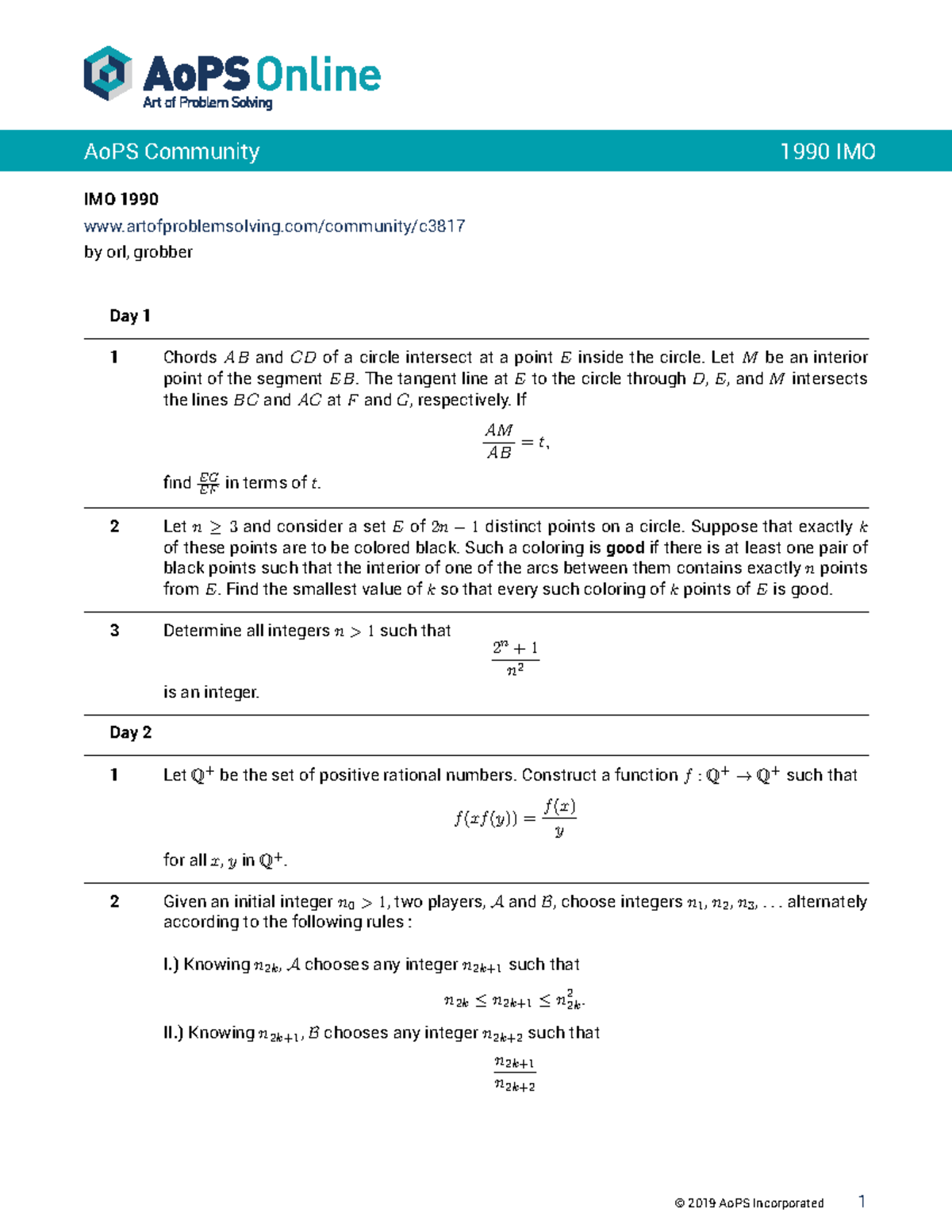 1990 IMO Summary Art AoPS Community 1990 IMO IMO 1990