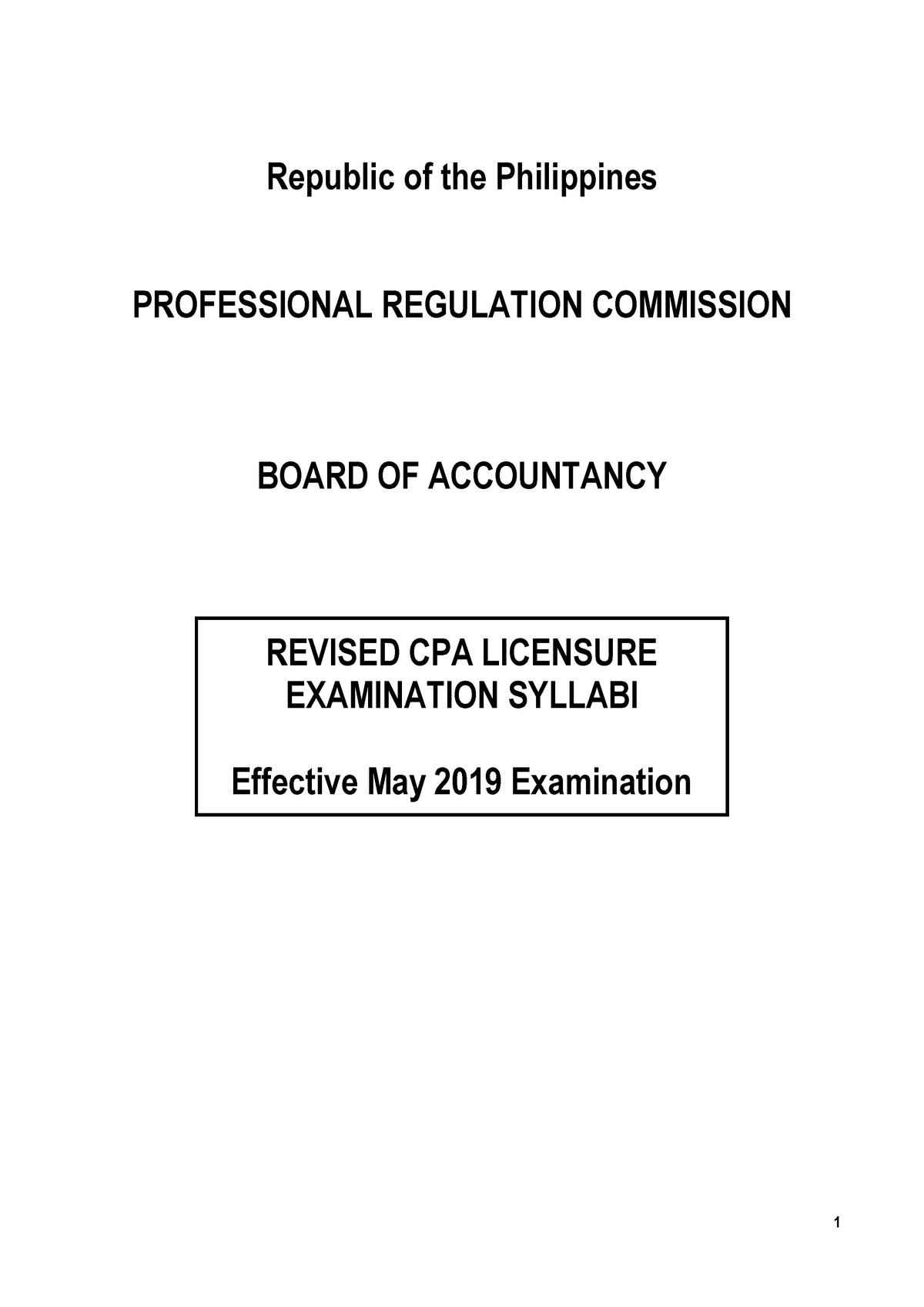 Revised CPA Board Exam Syllabi Republic of the Philippines