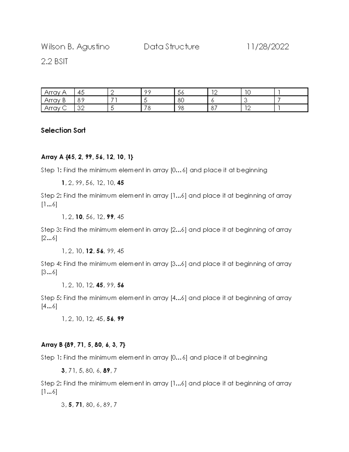 Seat Work Agustino Wilson B - Wilson B. Agustino Data Structure 11/28 ...