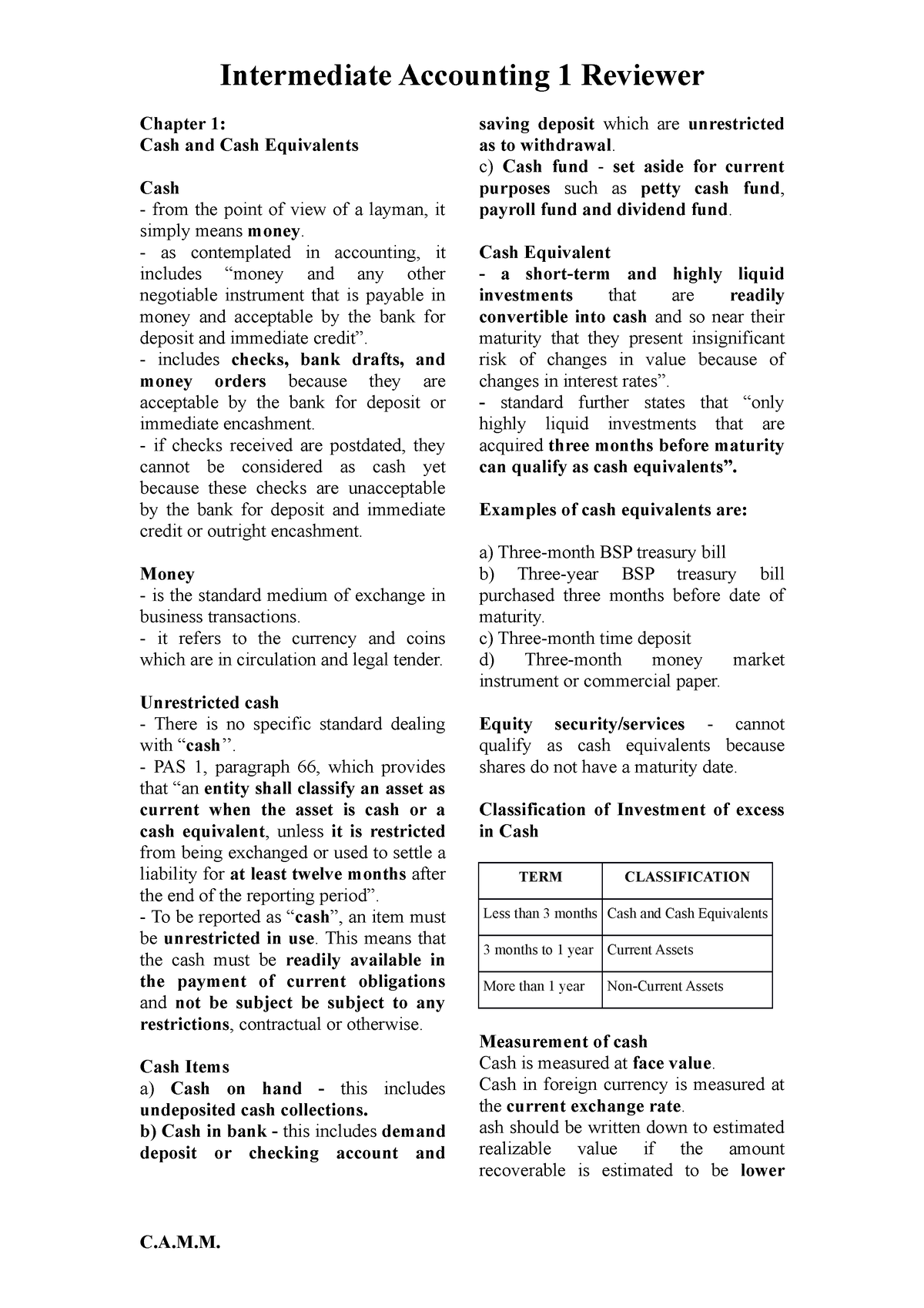 Chapter 1 - Cash And Cash Equivalents - Bank Recon - Chapter 1: Cash ...