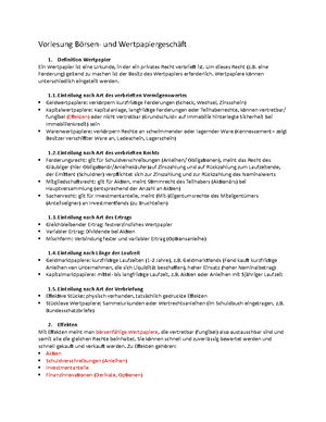 Vorlesung Borse Und Wertpapiergeschaft Studocu