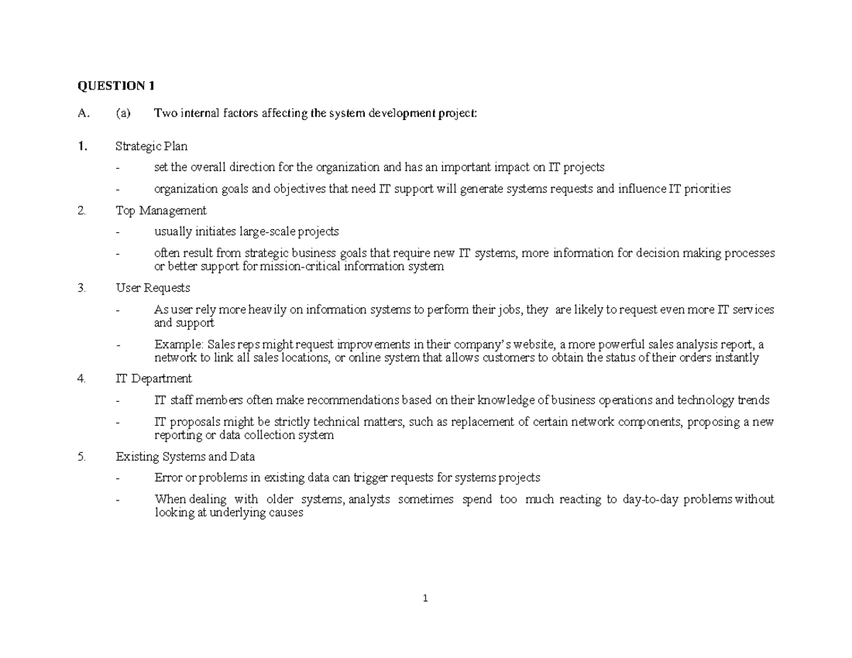 Exercise for Topic 2 Part I II Answer - QUESTION 1 A. (a) Two internal ...