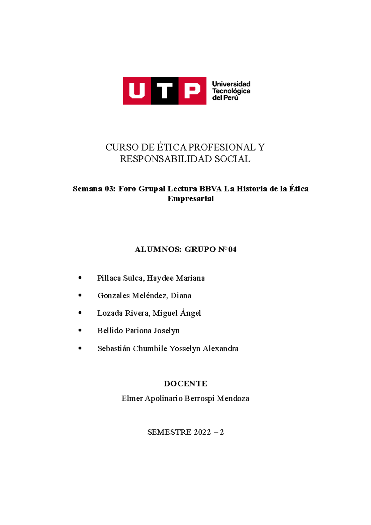 FORO Ética Profesional Y Responsabilidad Social - CURSO DE ÉTICA ...