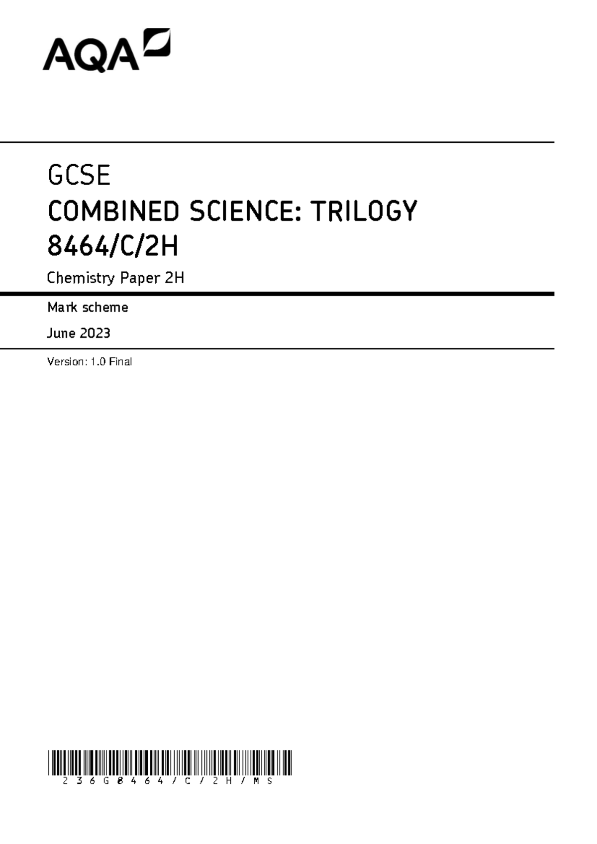 AQA MS comb sci p2 - This is a paper - GCSE COMBINED SCIENCE: TRILOGY ...