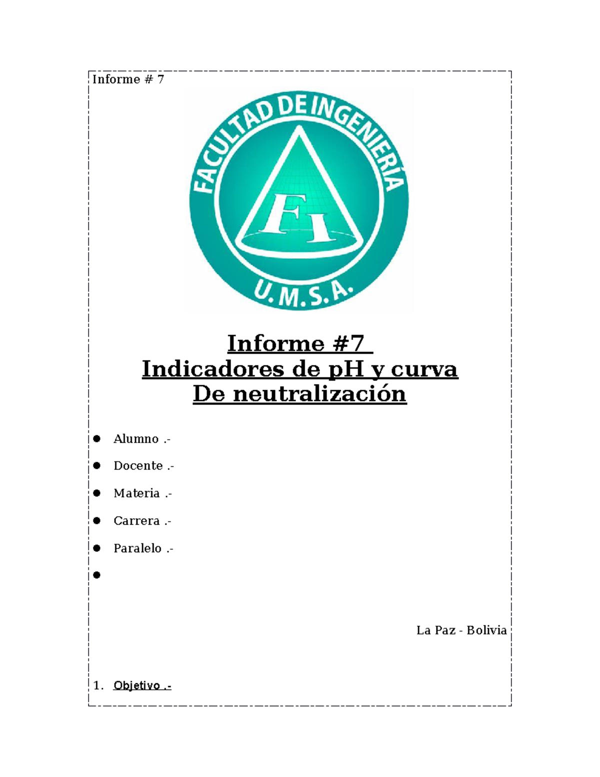 Informe #7 indicadores de p H - Informe # 7 Informe Indicadores de pH y ...