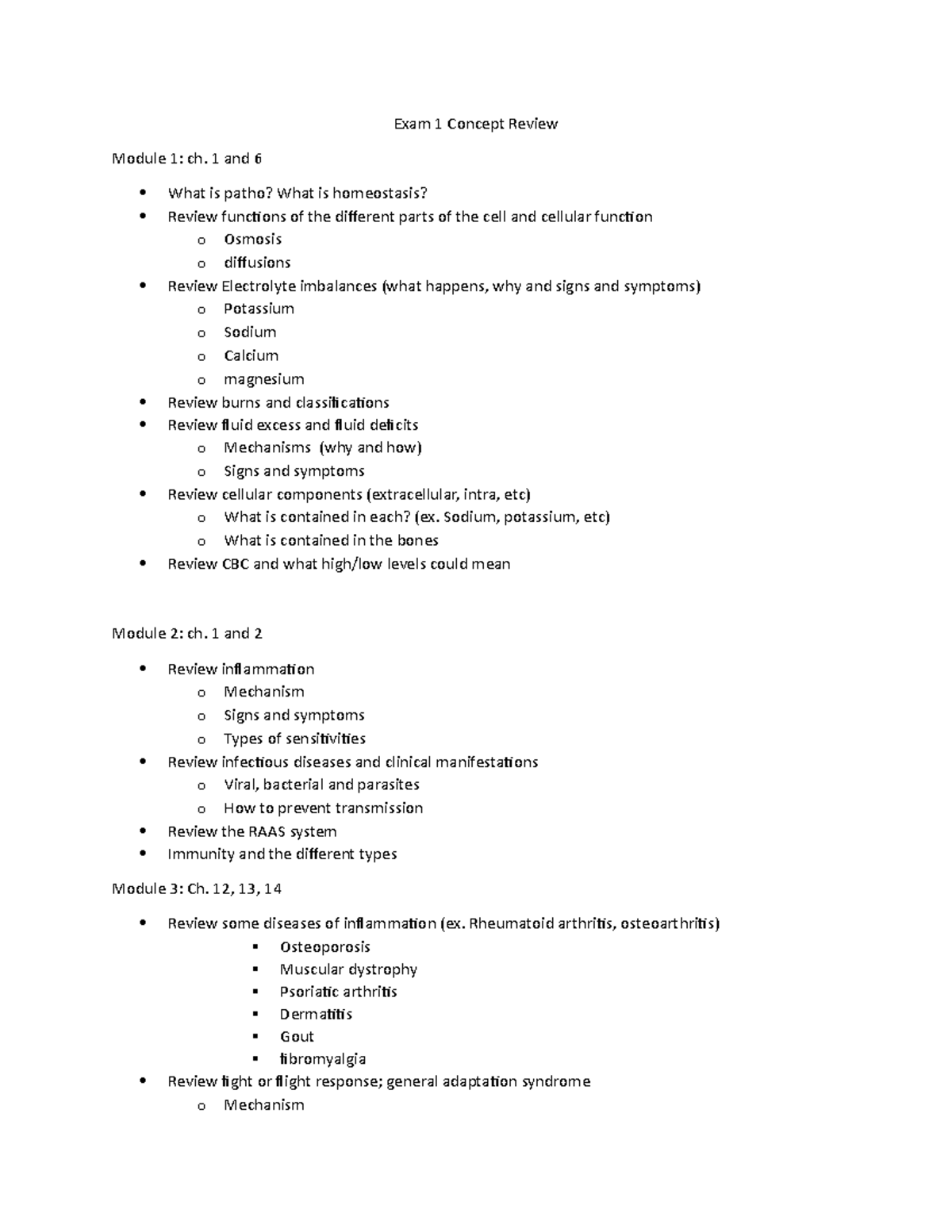 Exam 1 Concept Review, Essentials Of Pathophysiology - Exam 1 Concept ...