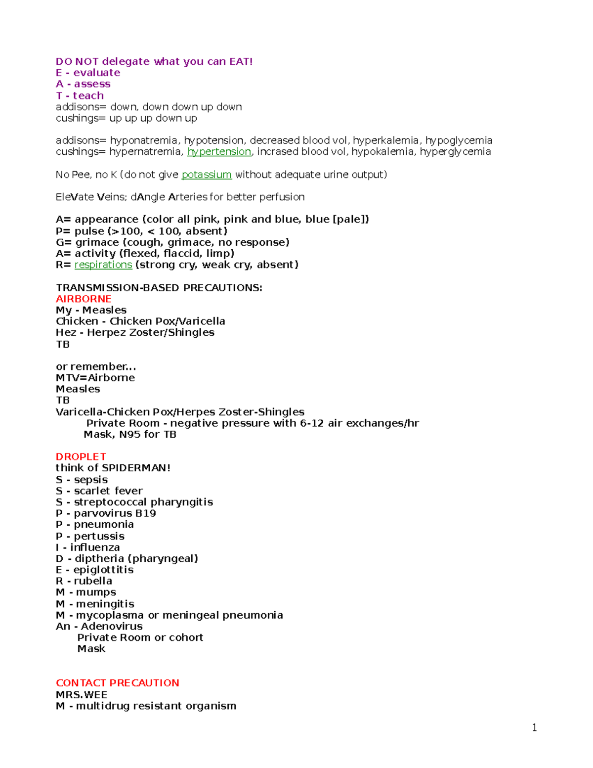 NCLEX Study Guide PDF DO NOT delegate what you can EAT! E evaluate