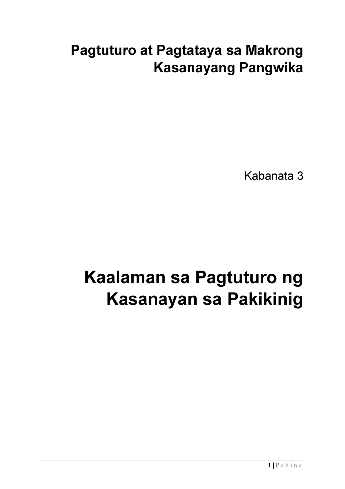 Sining At Agham Ng Wika - Pagtuturo At Pagtataya Sa Makrong Kasanayang ...