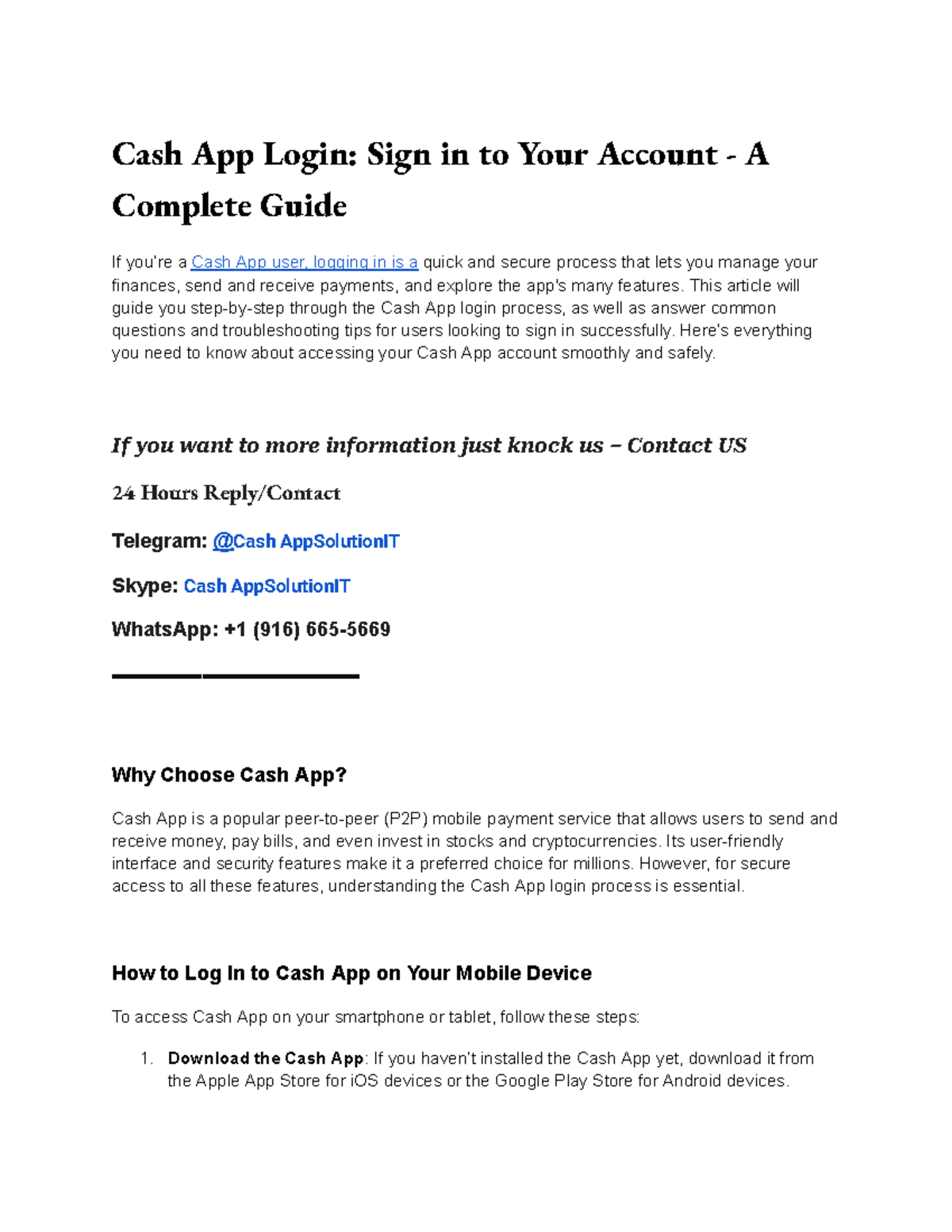 Cash App Login Sign in to Your Account - A Complete Guide - Cash App ...