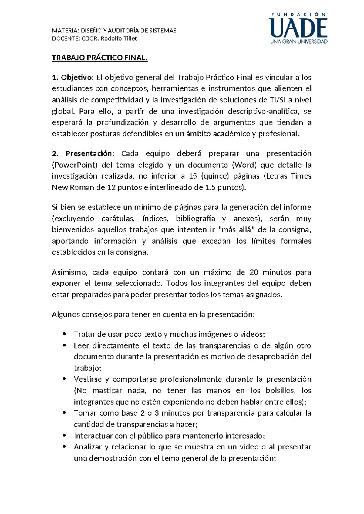 DASI 2C 2023 - TP 2DO Parcial - MATERIA: DISEÑO Y AUDITORÍA DE SISTEMAS ...