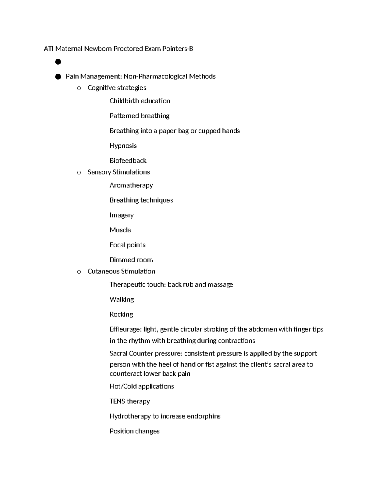 ATI Maternal Newborn Proctored Exam Pointers-B - O Assessment: Assess ...