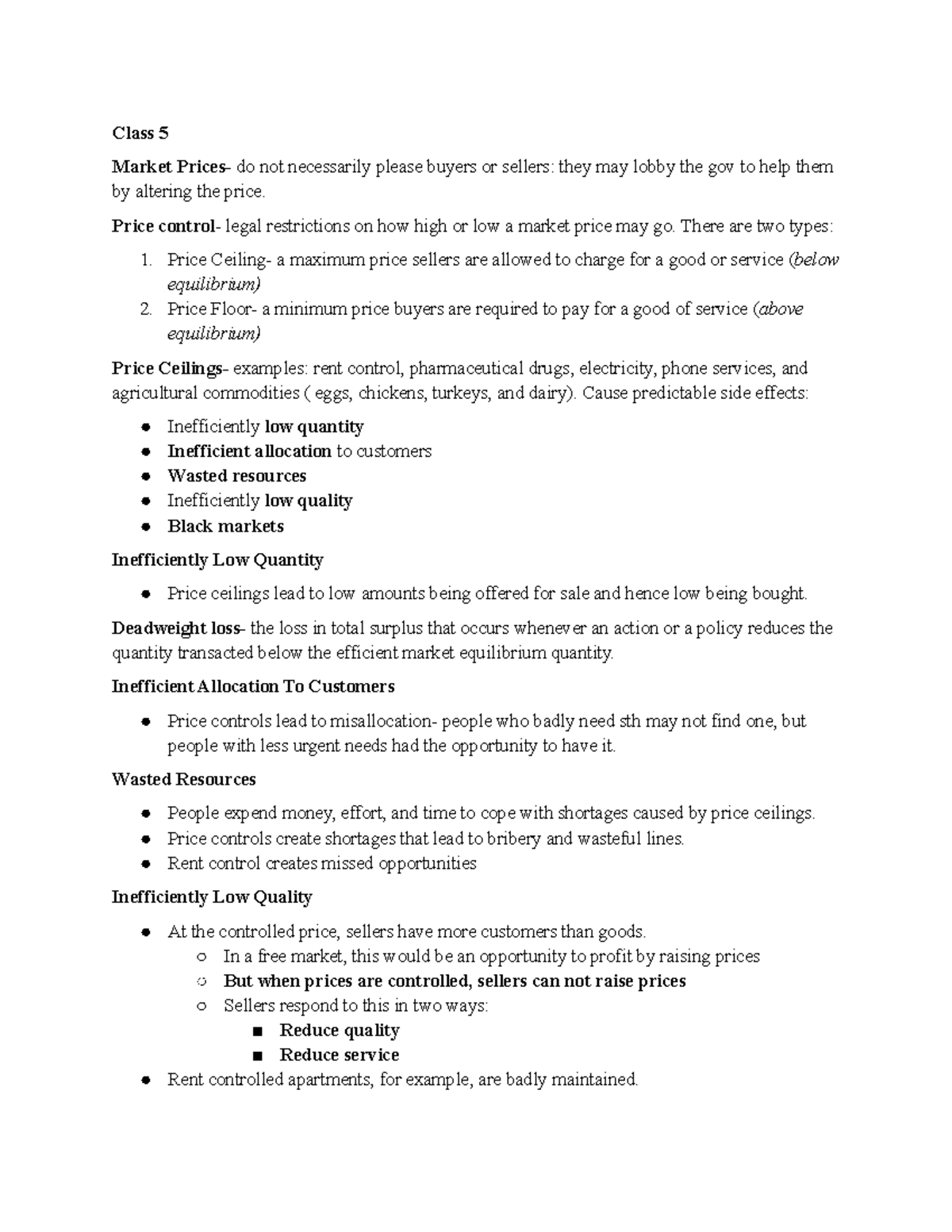 ECON 2ND + 3RD MDT class 5 to 10 - Class 5 Market Prices- do not ...