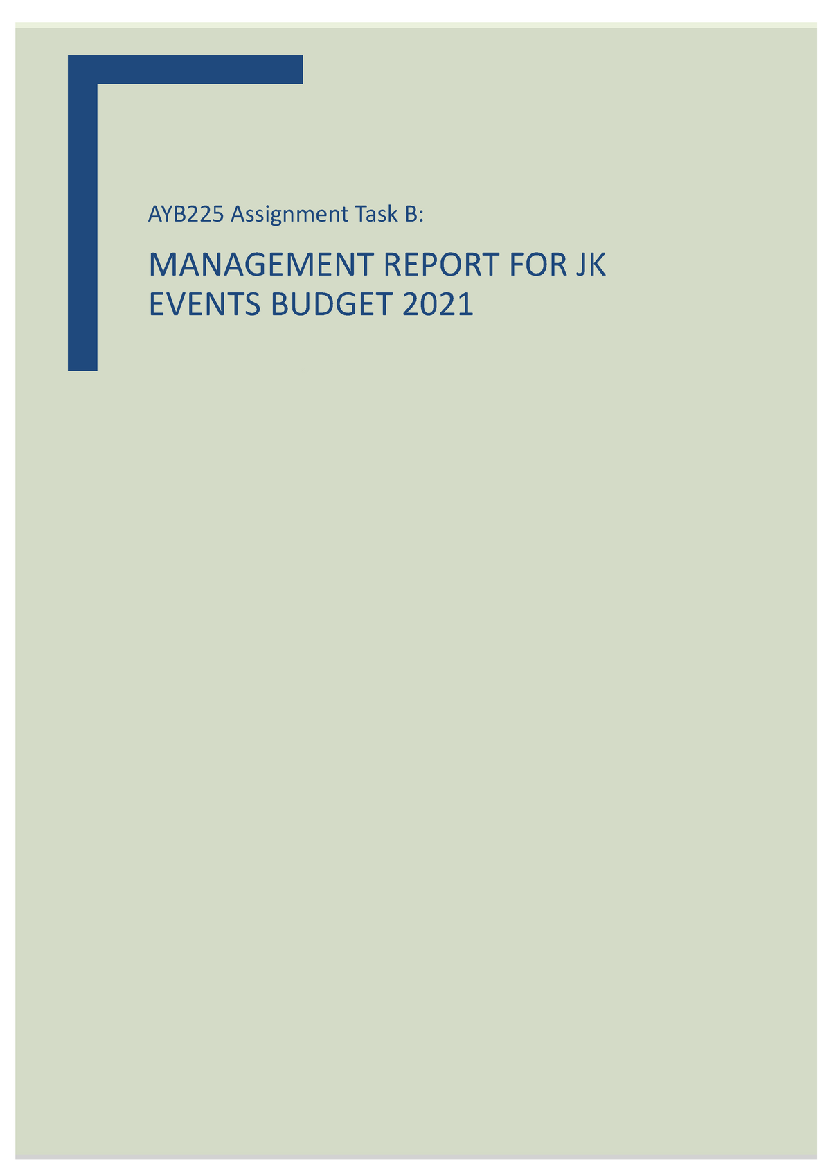 Management Accounting Report Example 2021 AYB225 Assignment Task B   Thumb 1200 1698 