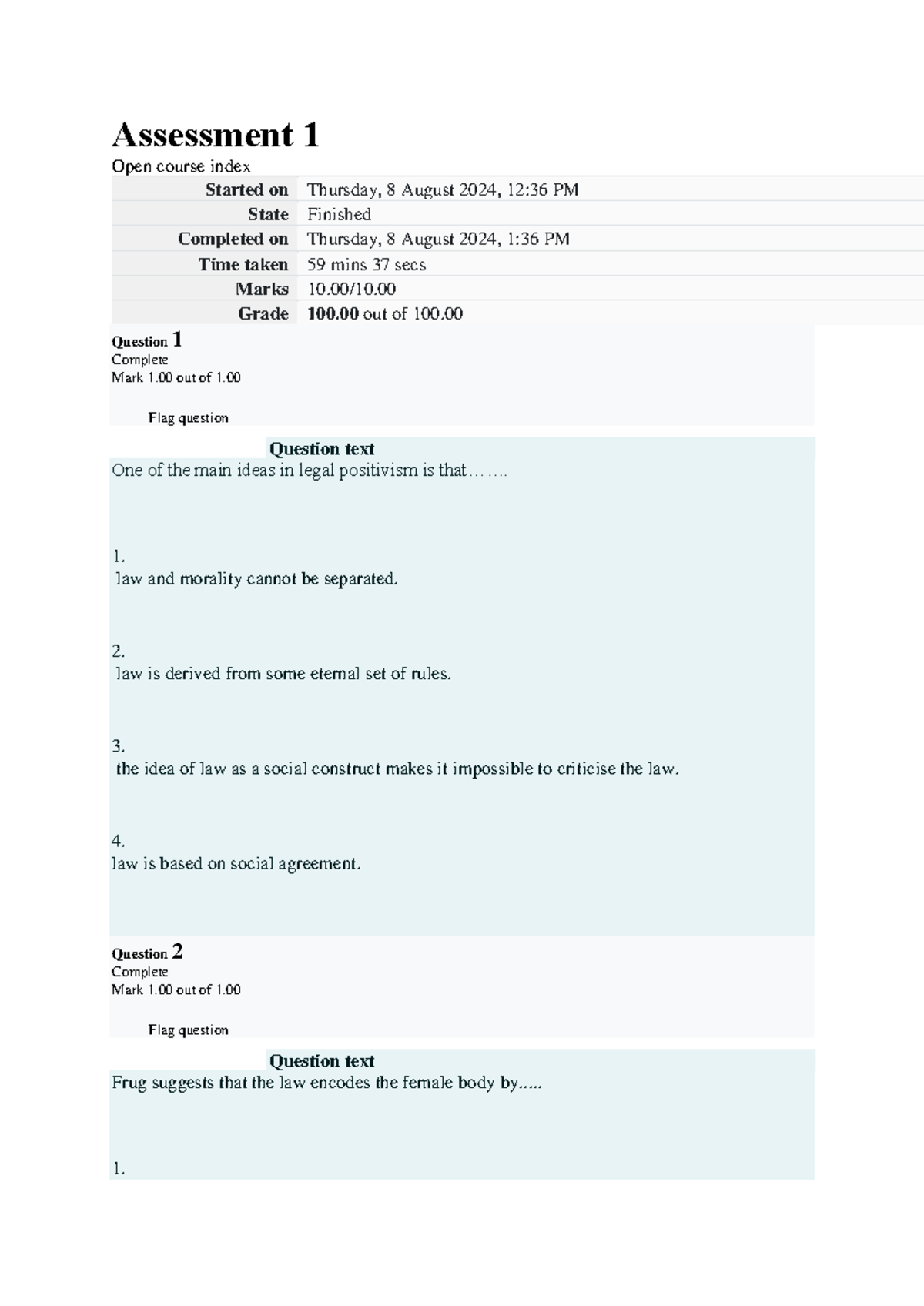 LJU4801 Assessment 1 Q&A - Assessment 1 Open course index Started on ...