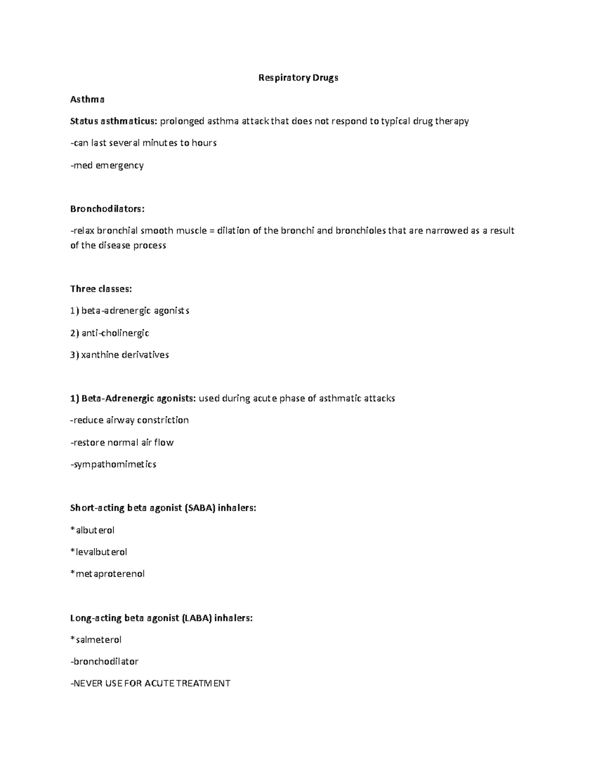 Bronchodilators Lecture Notes And Summaries Of The Antihistamine Bronchodilators Lecture Notes And Summaries Of The Antihistamine