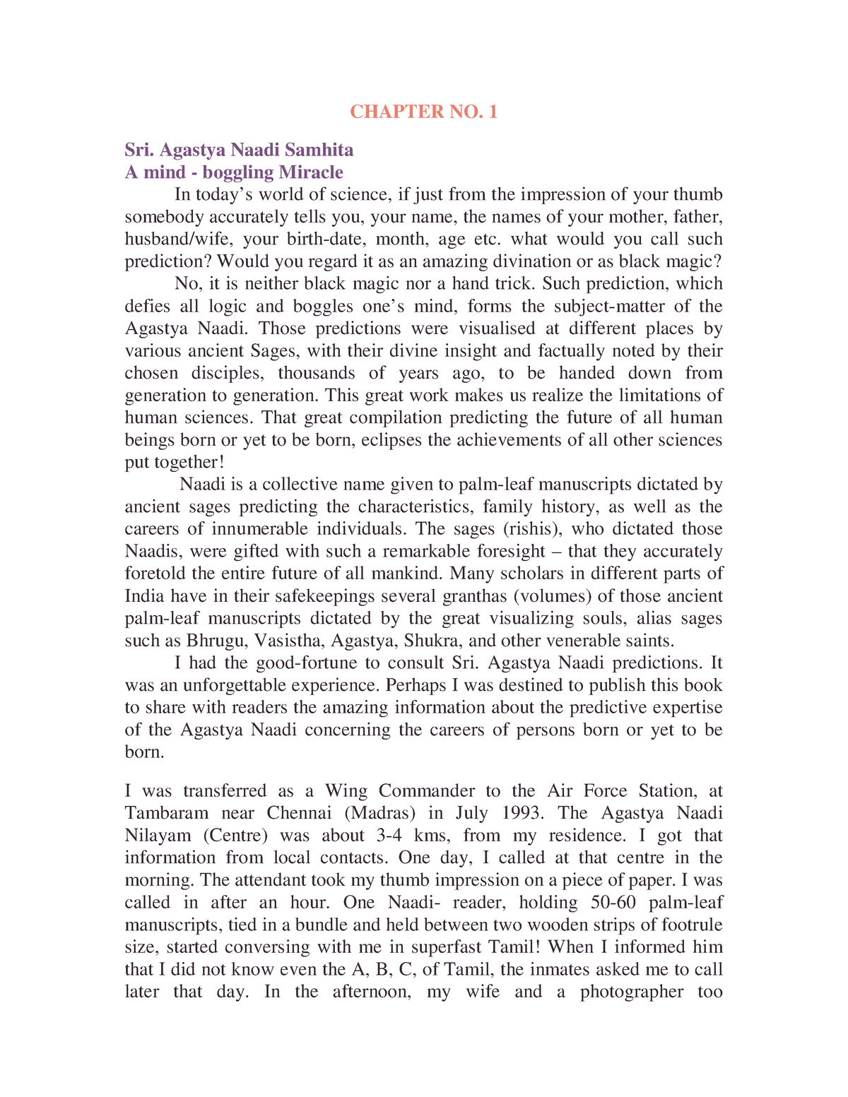 Agastya Nadi Samhita Eng - CHAPTER NO. 1 Sri. Agastya Naadi Samhita A ...