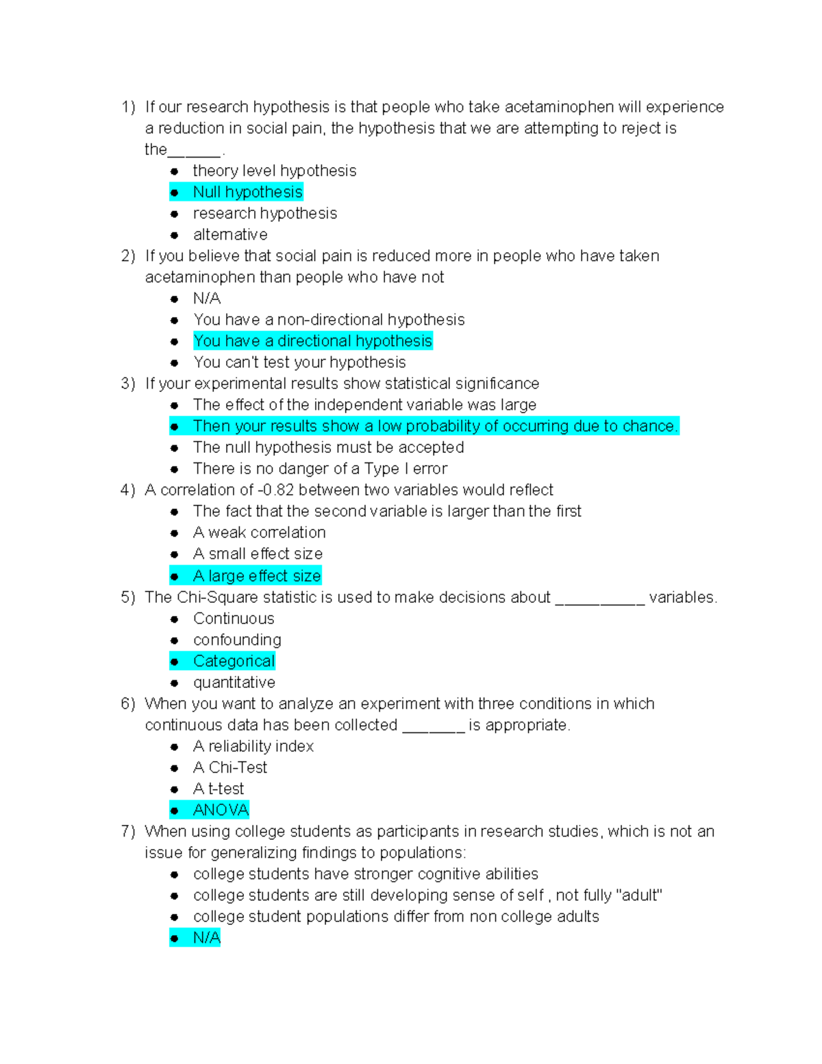 quiz on research report