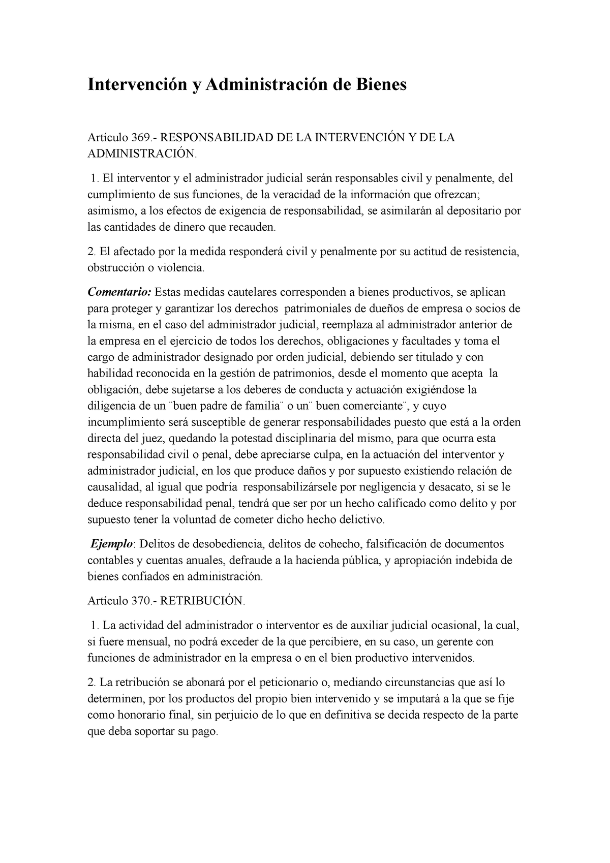 Art 369 Intervención Y Administración De Bienes Intervención Y Administración De Bienes 1861