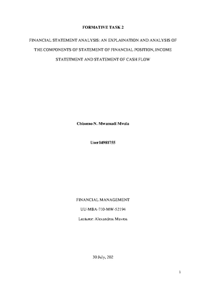 Topic Overview Week 2 - Analysis of financial statements - Week 2 ...