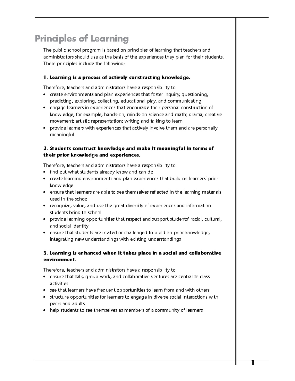 Principles of Learning - These principles include the following: 1 ...