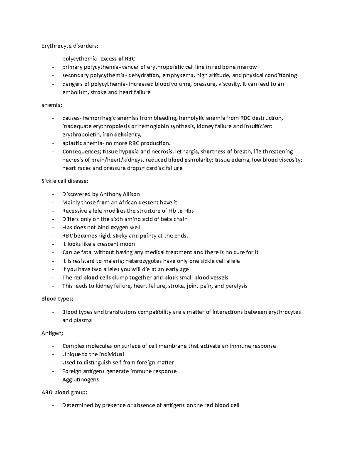 Erythrocyte disorders - Erythrocyte disorders; polycythemia- excess of ...