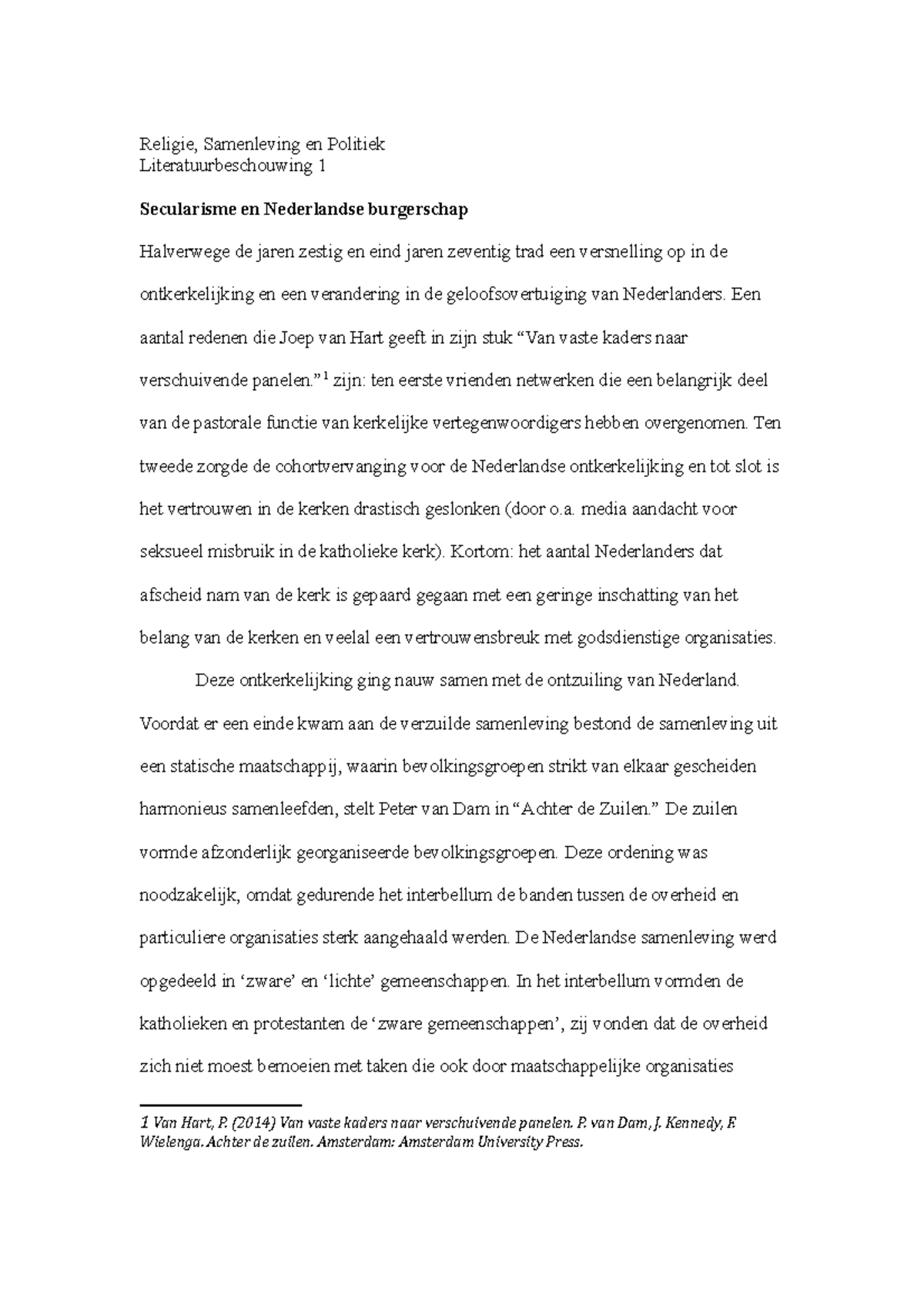 Literatuurbeschijving Religie samenleving en politiek Religie, Samenleving en Politiek
