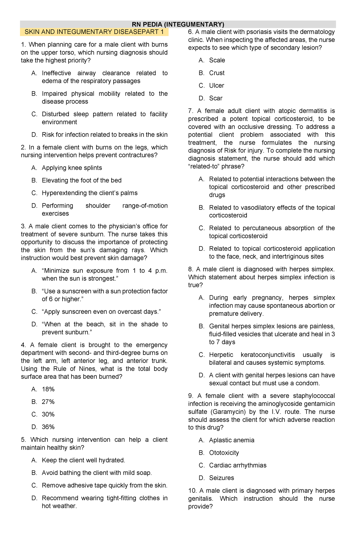 Integ - Sedfdsfsd - Skin And Integumentary Diseasepart 1 When Planning 