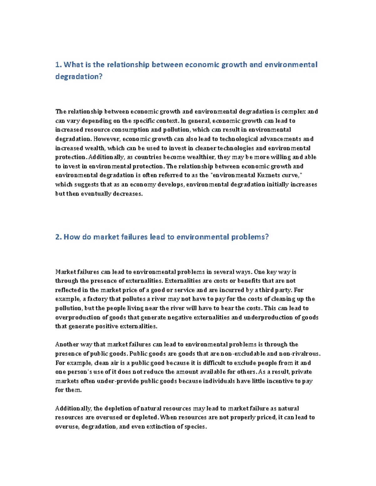 Environment economics 1 - 1. What is the relationship between economic ...