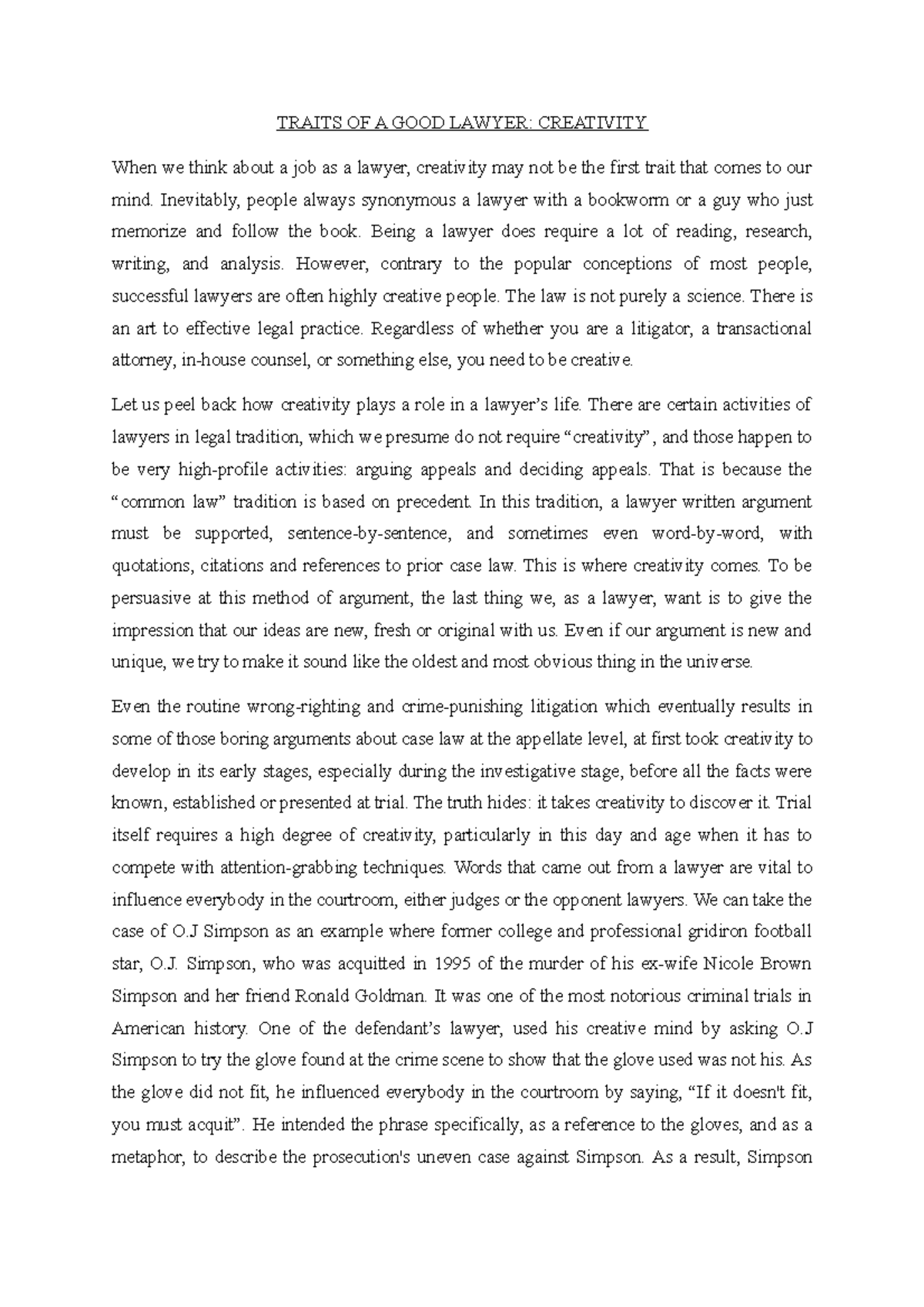 essay on lawyer for class 4