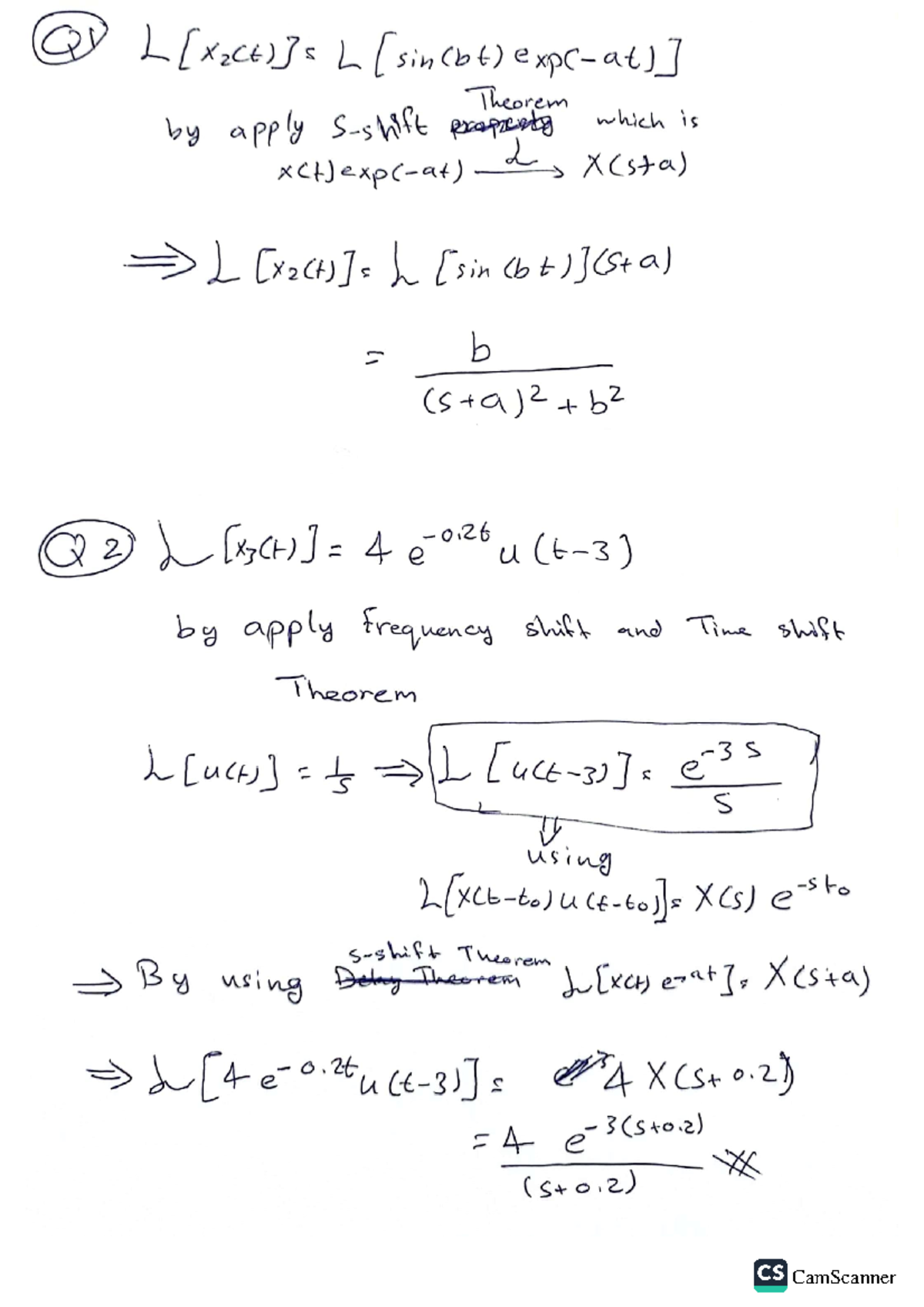 Lab1 Elec 7001 spring - Q L (sin(bt) Theorem apply property which is L ...