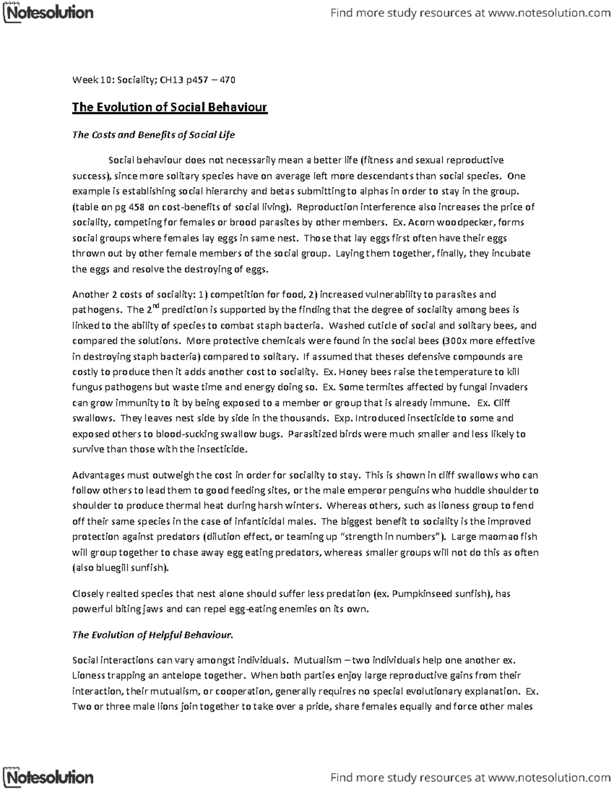 BIOC54H3 Chapter Notes -Bluegill, Acorn Woodpecker, Pumpkinseed - Week