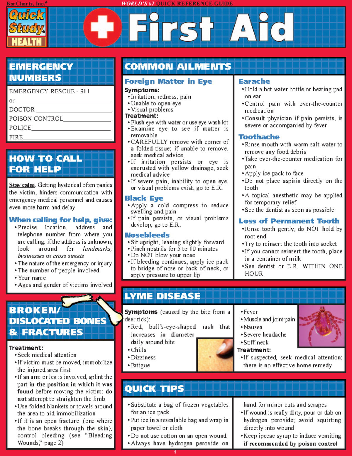 First Aid - It can help anyone - BarCharts, Inc.® WORLD’S #1 QUICK ...