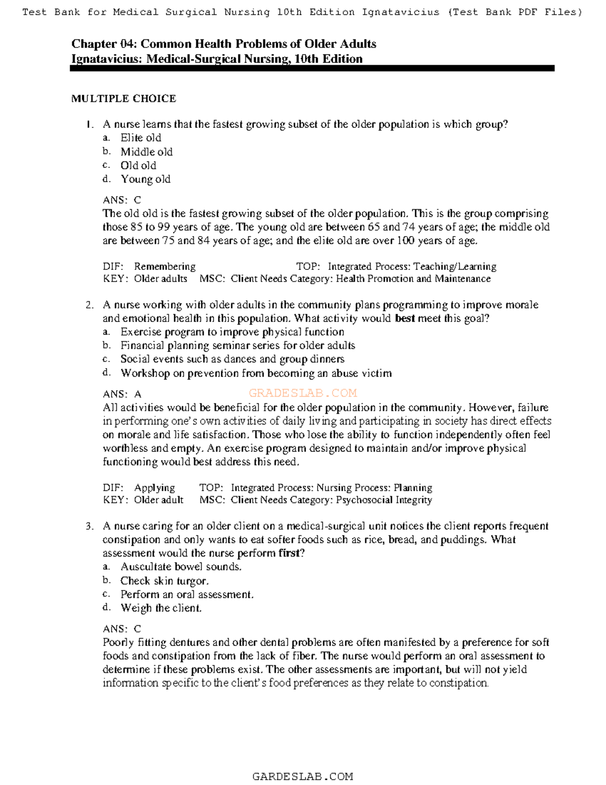 04 - Test - G R A D E S L A B. C O M Chapter 04: Common Health Problems ...