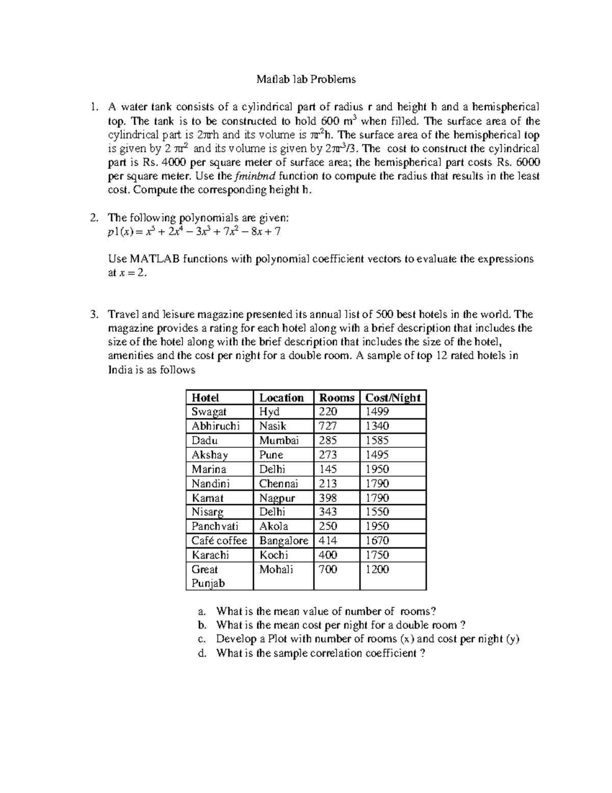 Lab Session 1 - Matlab Revised - Warning: TT: undefined function: 32 ...