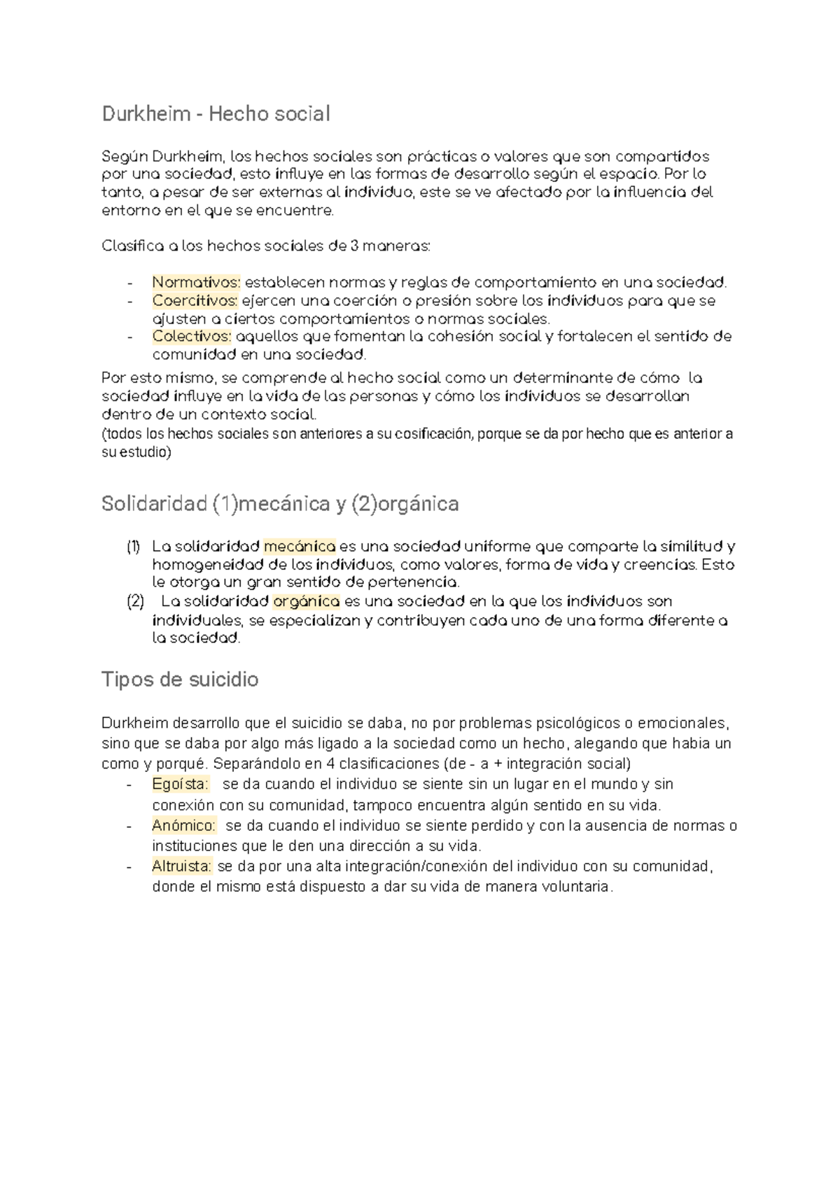 Durkheim - Suicidio - Durkheim - Hecho social Según Durkheim, los ...