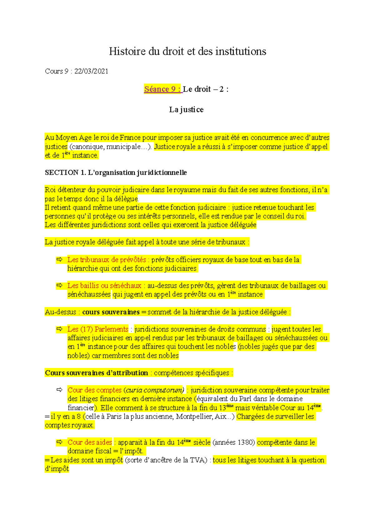 HDI 9 Le droit – 2 la justice - Histoire du droit et des institutions ...